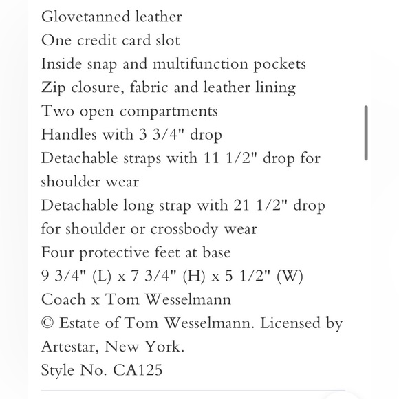 SALE COACH X TOM WESSELMANN Rogue 25 Satchel Crossbody CA125 NWT SHIPS FREE 🦋🦋 - Picture 15 of 15